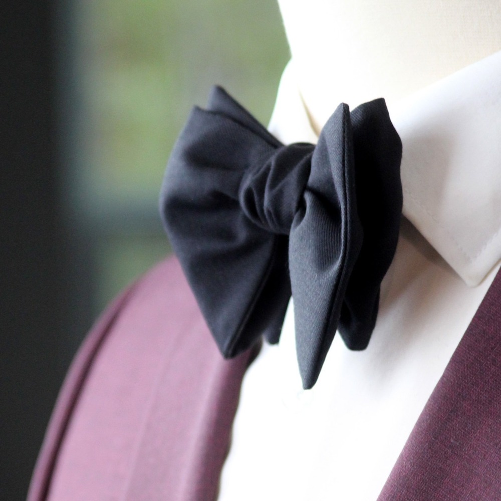 Men's Self-tied Bow Tie Big Butterfly Black‎ Wool Blend